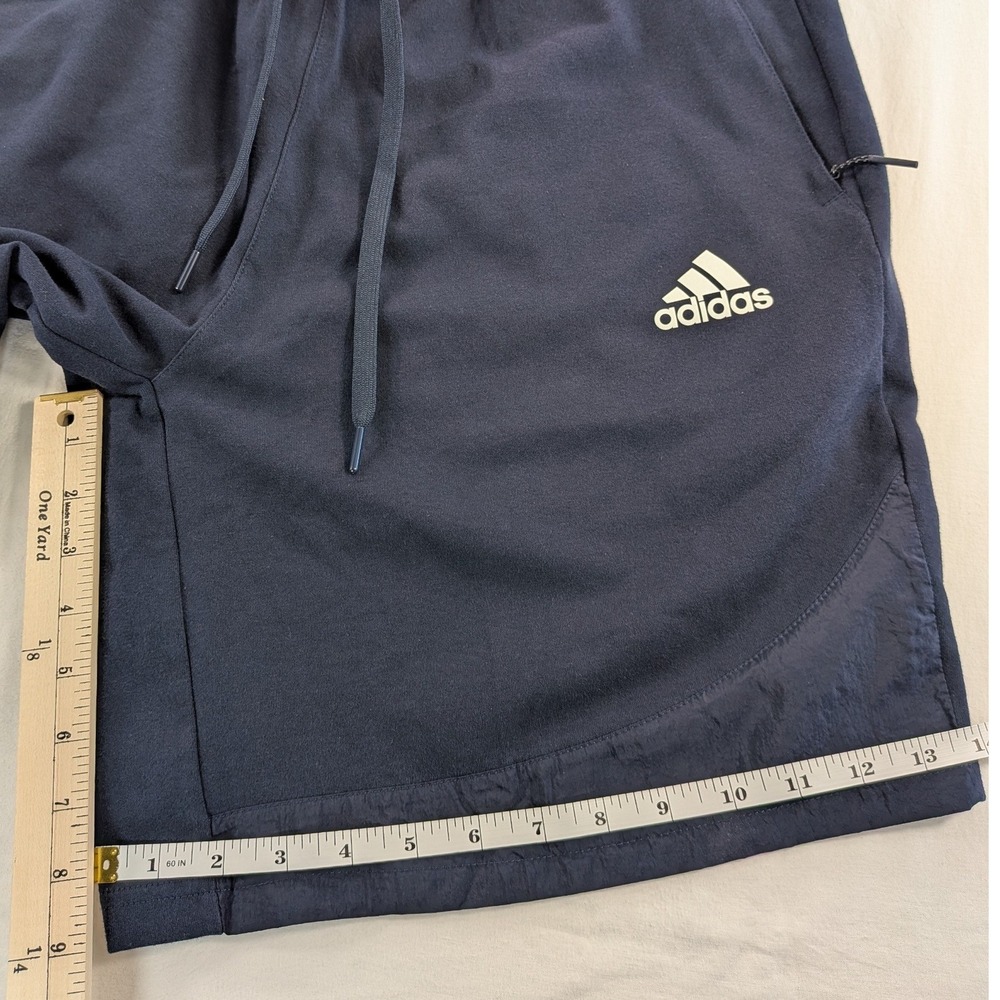 Adidas Shorts Mens XL Navy Blue Cotton Athleisure Athletic Shorts Zipper Pockets - Picture 10 of 12